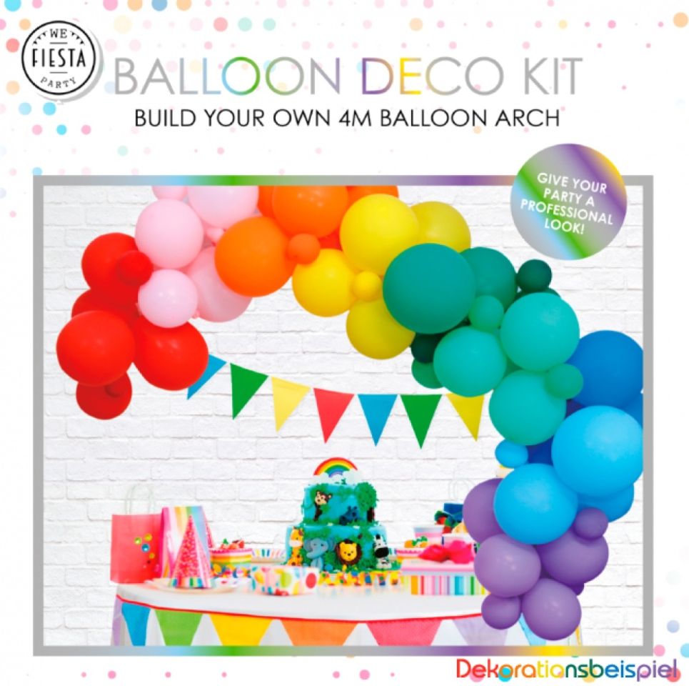 Ballongirlande Regenbogen, 81 teilig