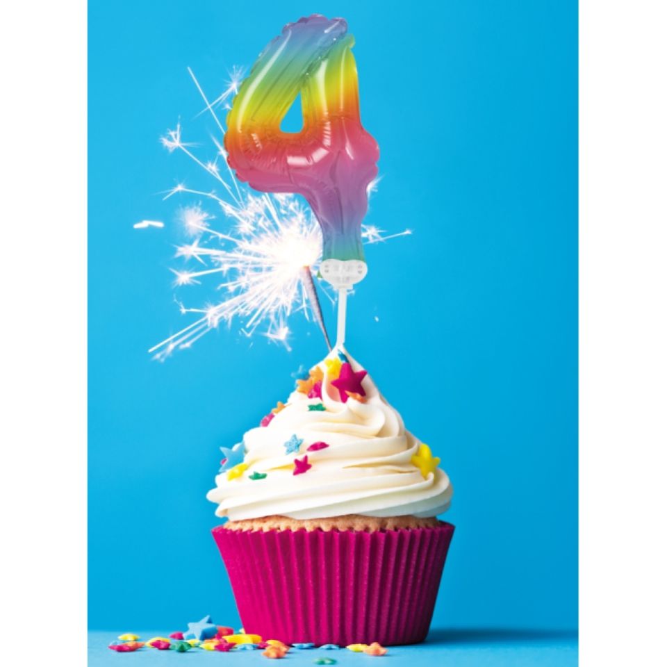 Ballon-Topper Zahl 4 Regenbogen