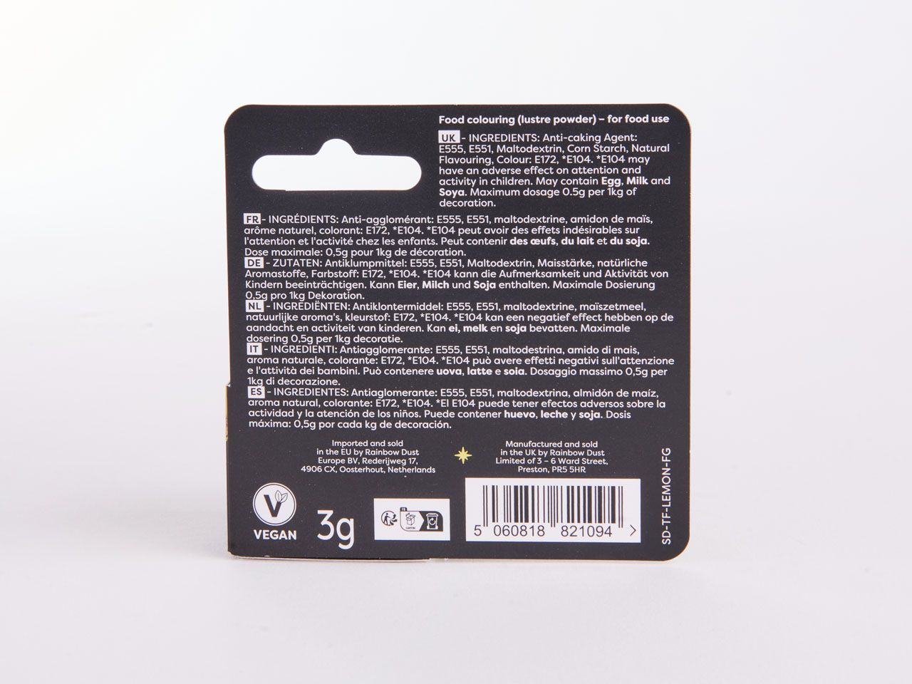 Rainbow Dust: Lebensmittelfarbpulver metallic Lemon 3g
