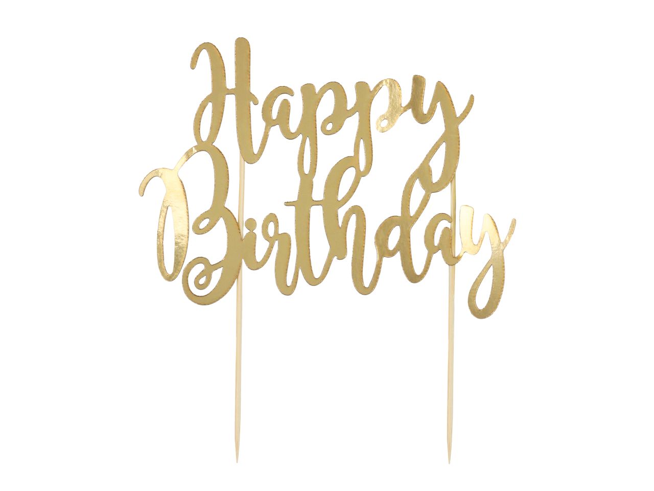 Cake Topper Happy Birthday gold, günstig aus Papier und Holz