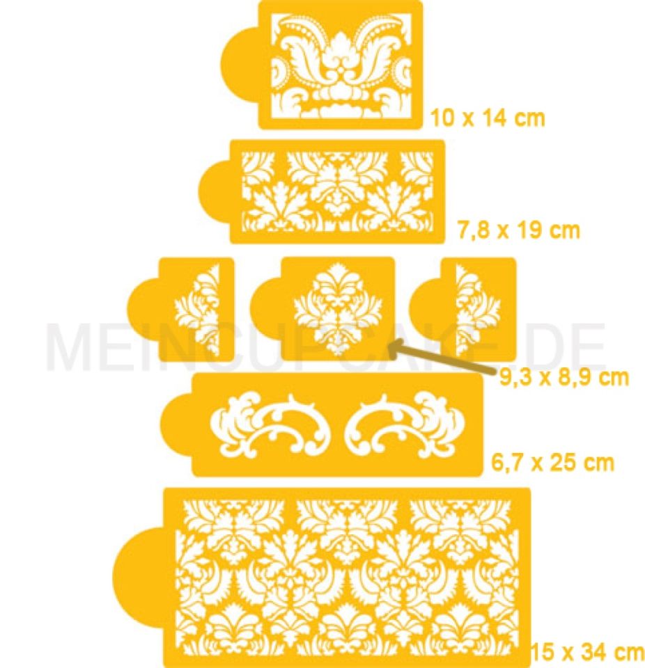Schablone Martha Stewart Damask Cake 5 Etagen Set