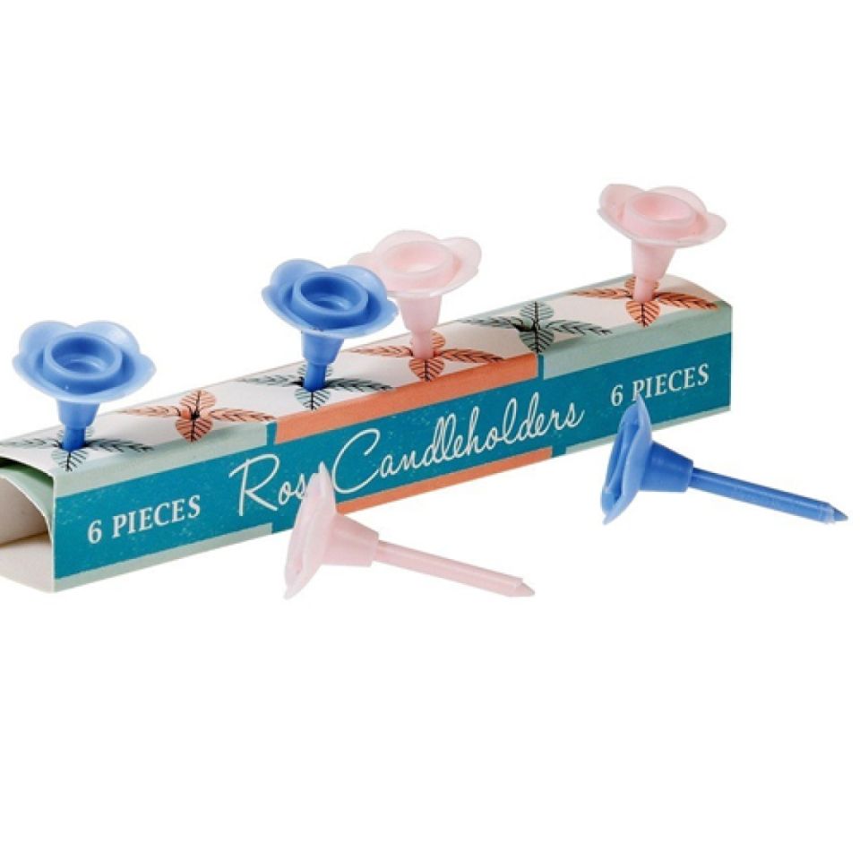 Pastell Rosen Torten-Kerzen-Halter-Set, für 6 Kerzen