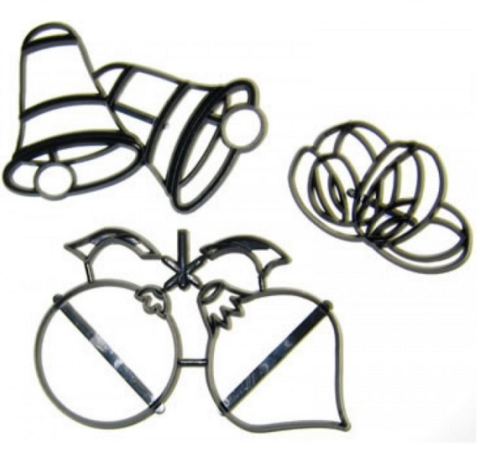 Fondant Ausstecher Präger Set Kugeln, Glocken & Schleife