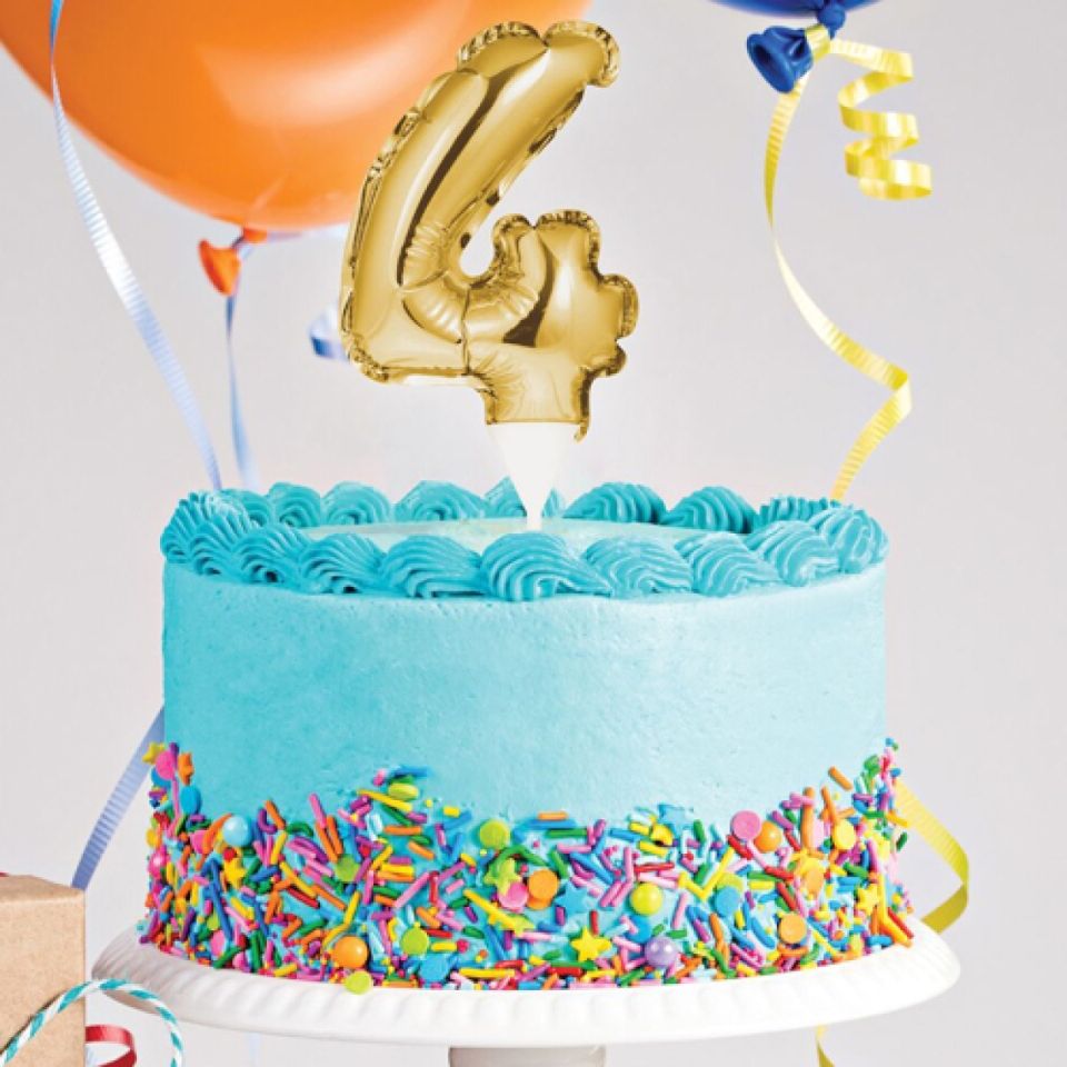 Ballon-Topper Zahl 4, Gold, 13 cm