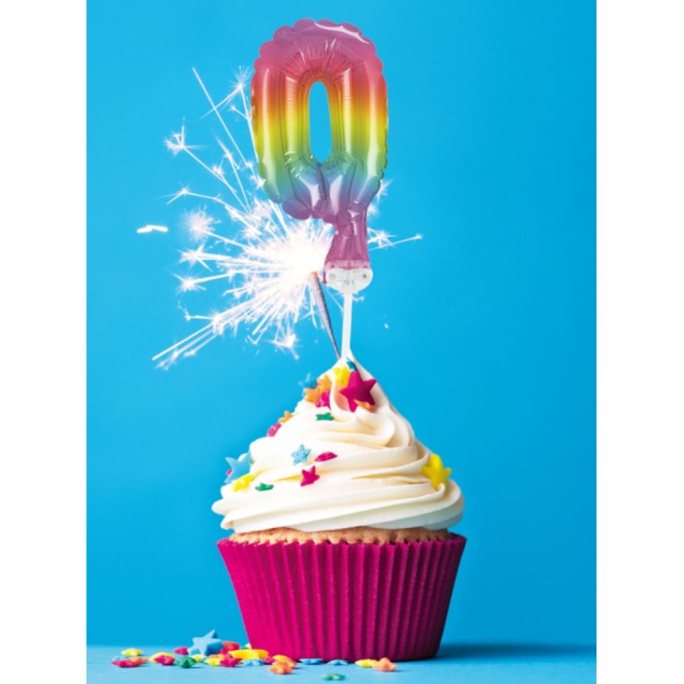 Ballon-Topper Zahl 0 Regenbogen