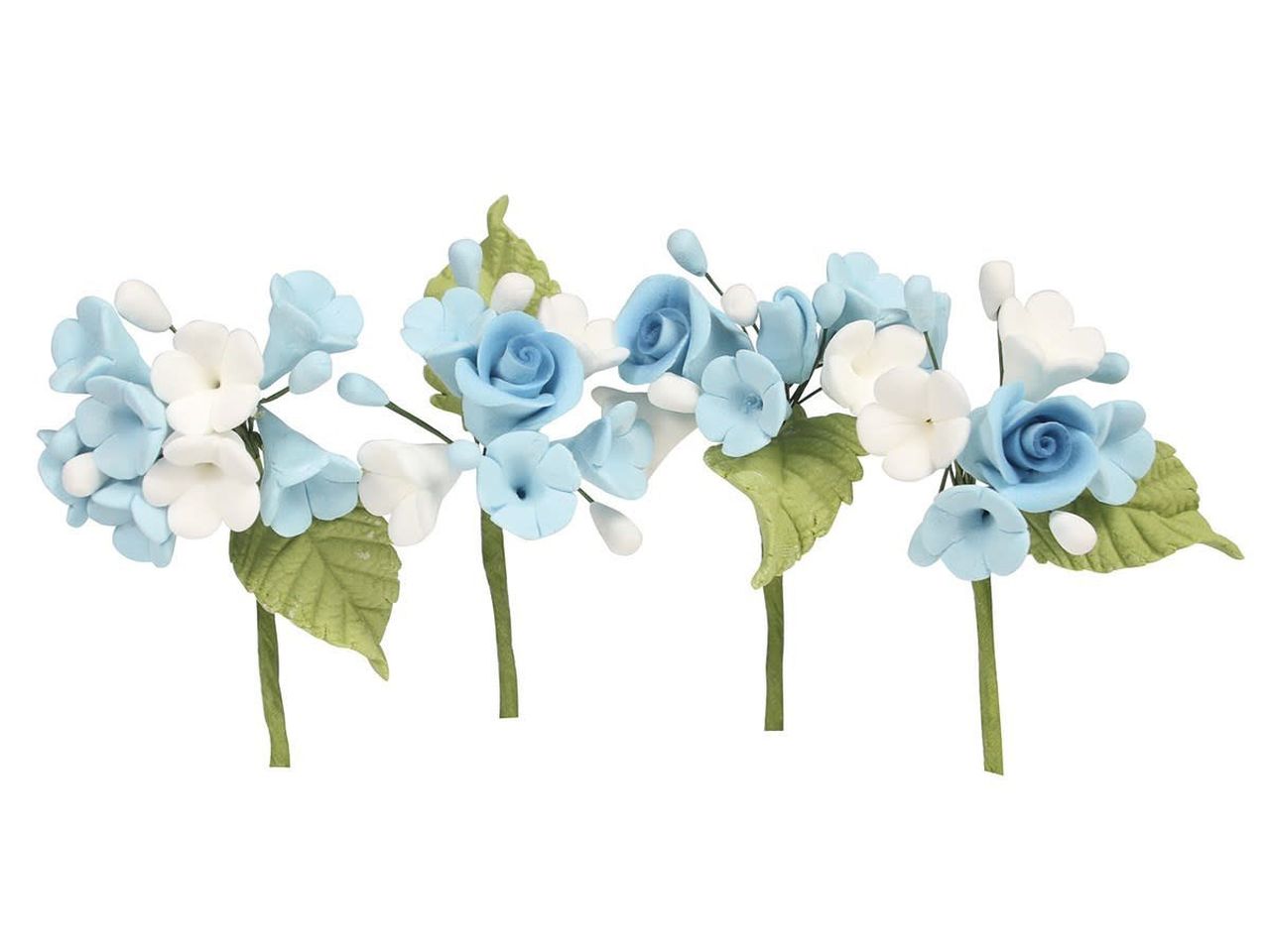 Culpitt: Mini Zucker Bouquet Rose, Blau, 4 Stück