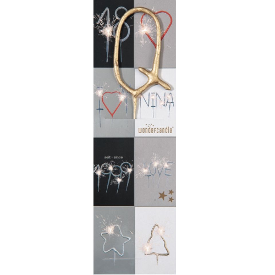 Wunderkerze Q, Gold, 18 cm