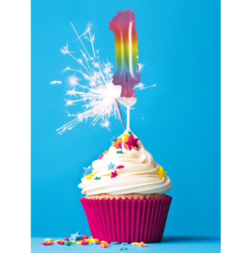 Ballon-Topper Zahl 1 Regenbogen