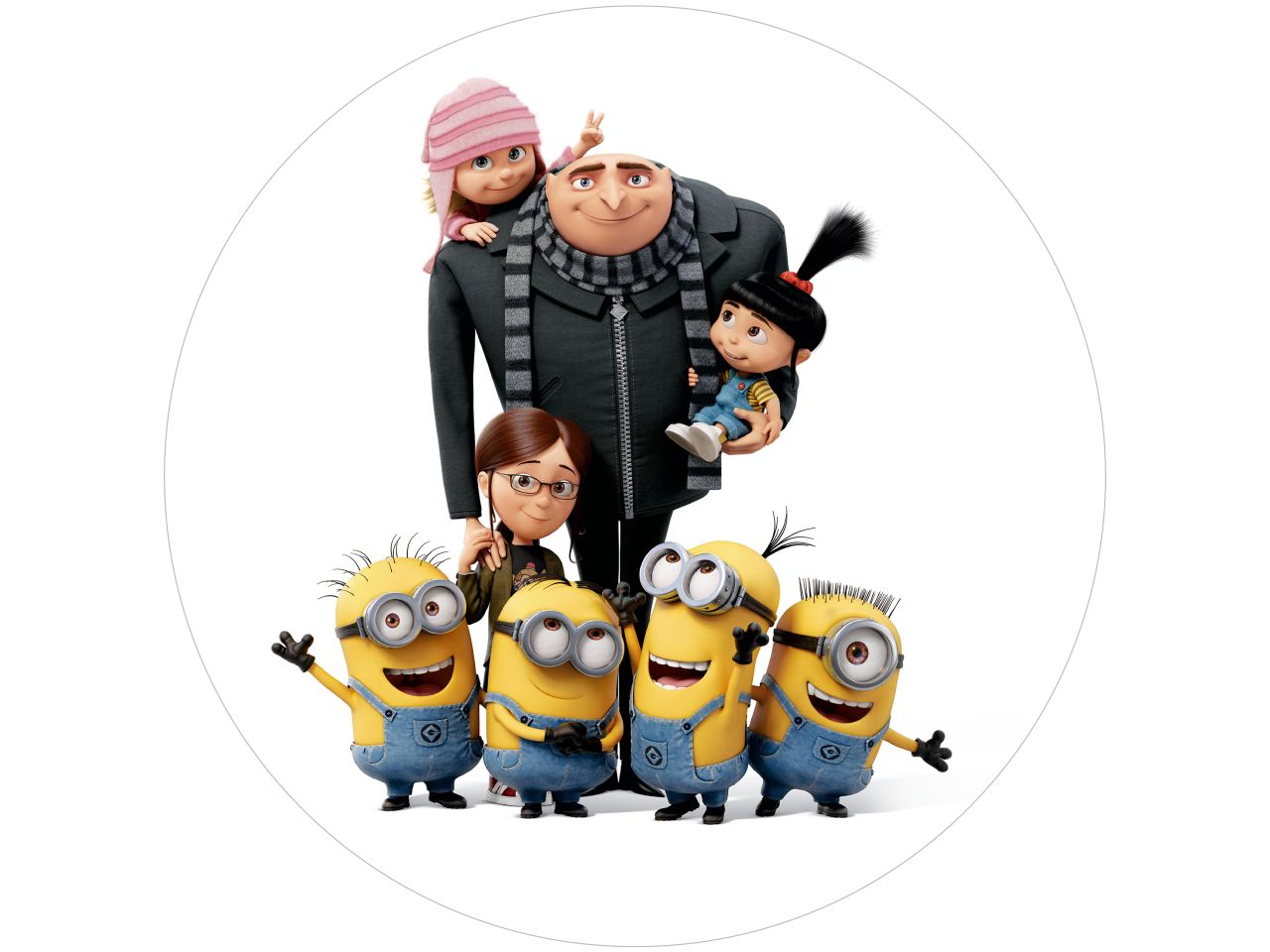 Tortenaufleger Minions 2 mit Gru, Agnes, Margo, Edith, rund 20cm