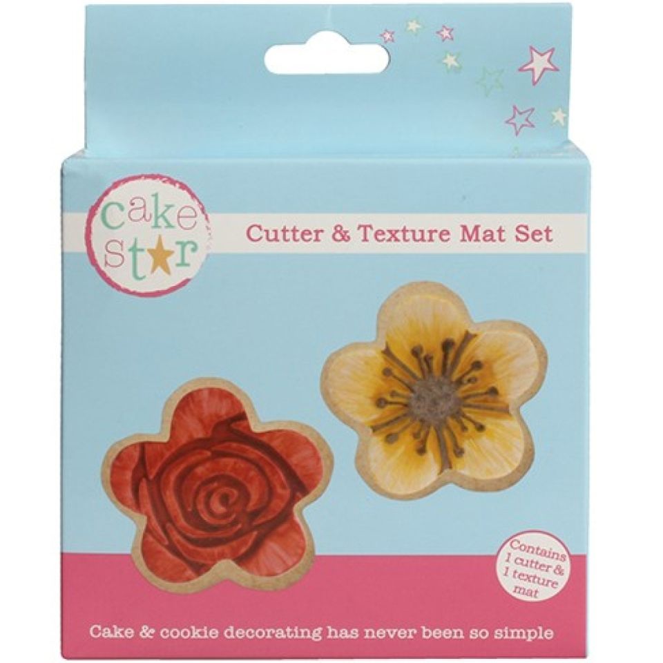 Fondant Ausstecher & Textur Matte Set Blumen