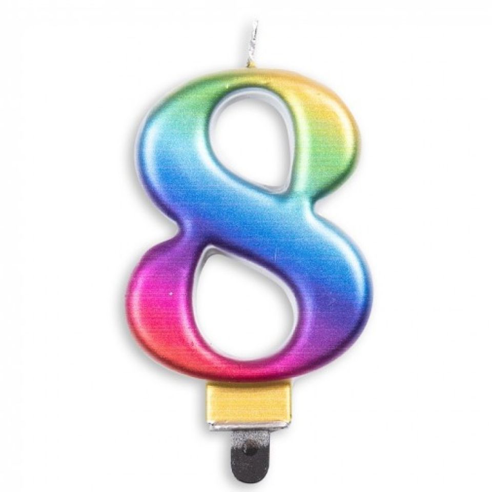 Geburtstagskerze Zahl 8 Regenbogen