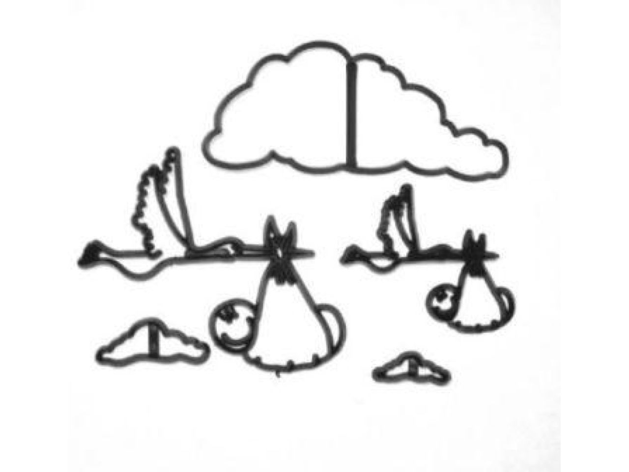 Fondant Ausstecher Präger-Set Storch, Baby und Wolke