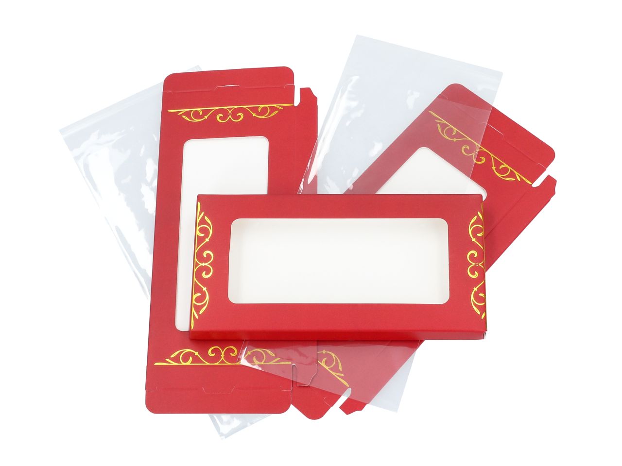 Verpackung für Schokoladentafeln rot 3er Set inkl. Zellophantüten