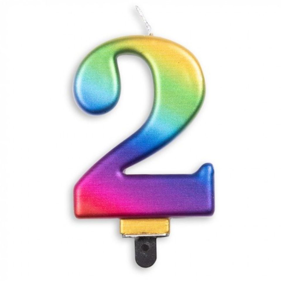 Geburtstagskerze Zahl 2 Regenbogen