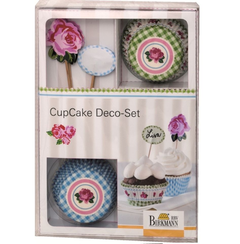 Birkmann Cupcake-Set Rose, 24 Muffinförmchen mit 12 Fahnen