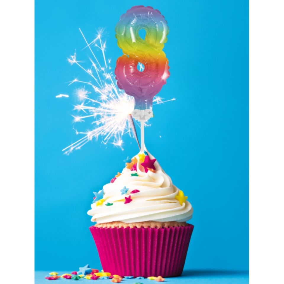Ballon-Topper Zahl 8 Regenbogen
