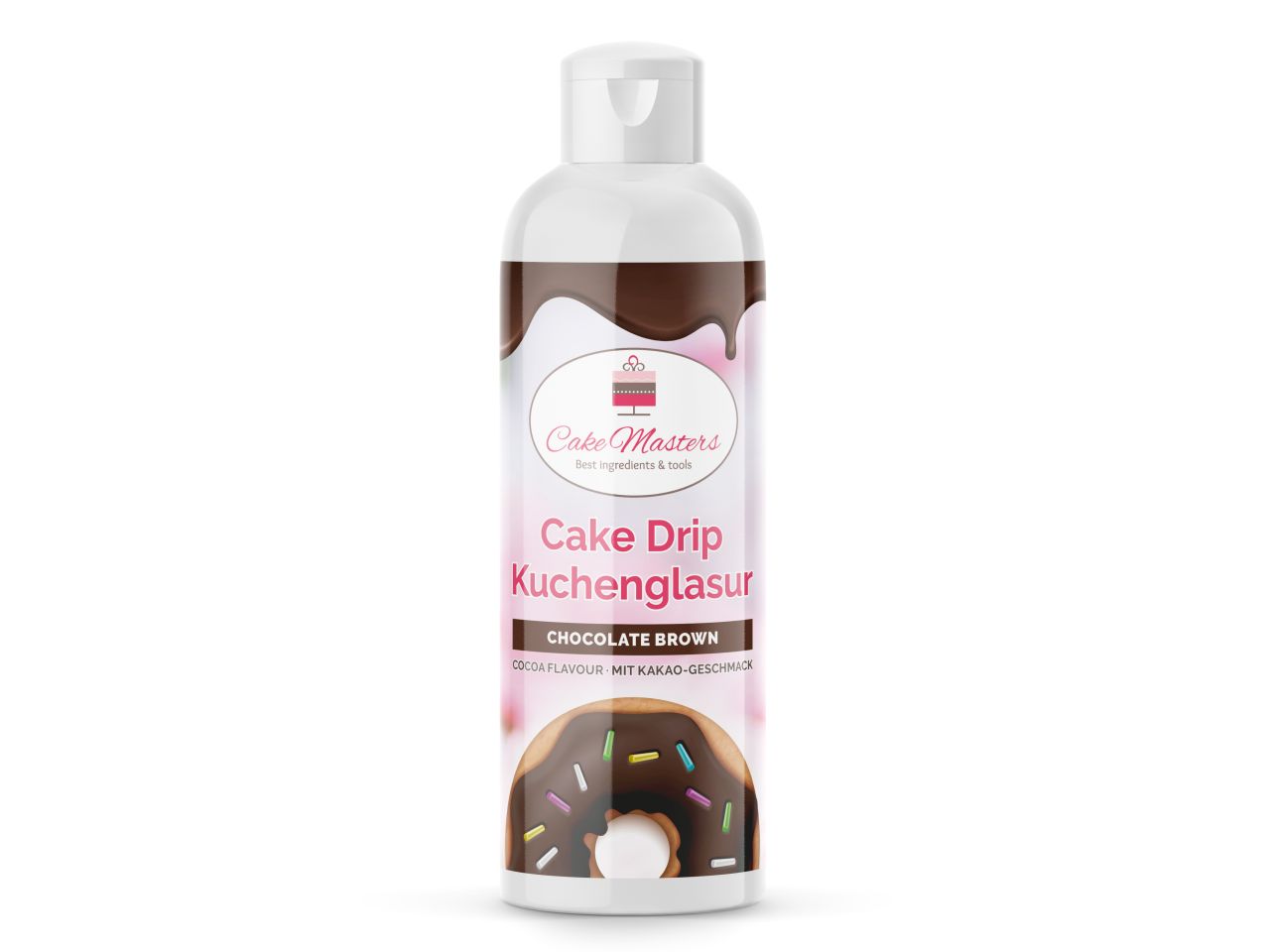 Drip Cake-Glasur Chocolate Brown, Kakao-Geschmack, Dunkelbraun, inkl. Spritzflasche, 250 g