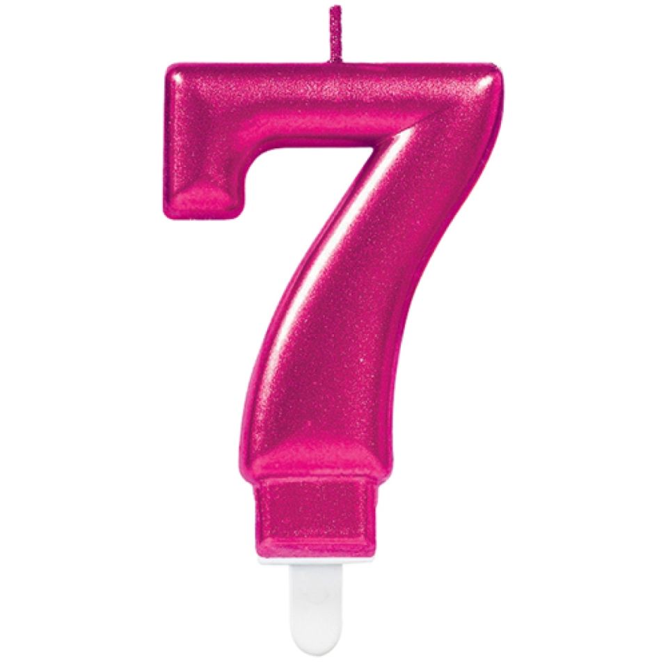 Geburtstagskerze Zahl 7, Pink, 8 cm