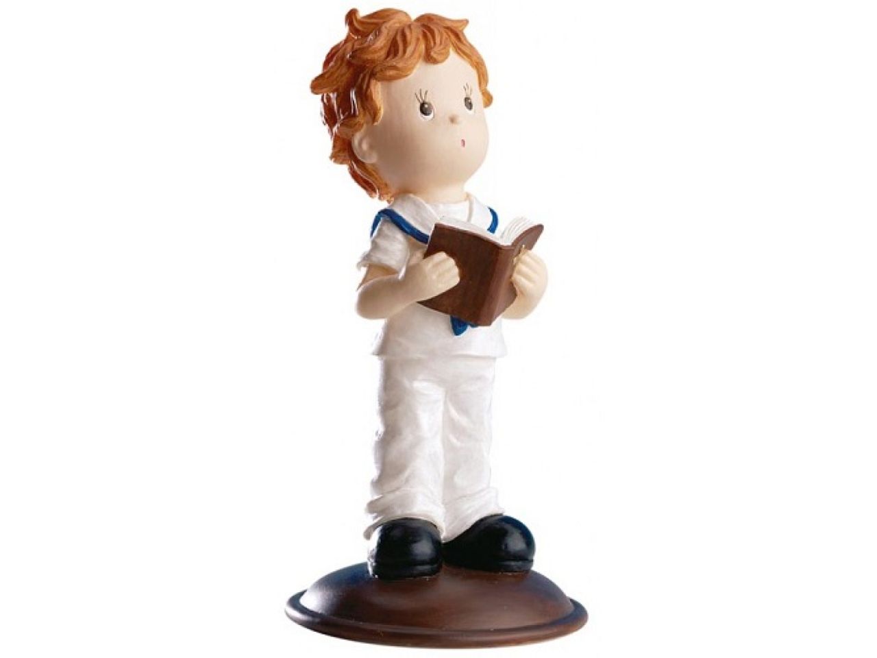 Tortenfigur Kommunion Junge mit Bibel, 12 cm