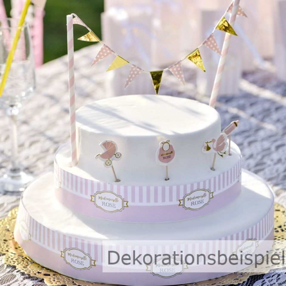 Tortendekoration Wimpel Girlande Toppers Set, Hellgrün