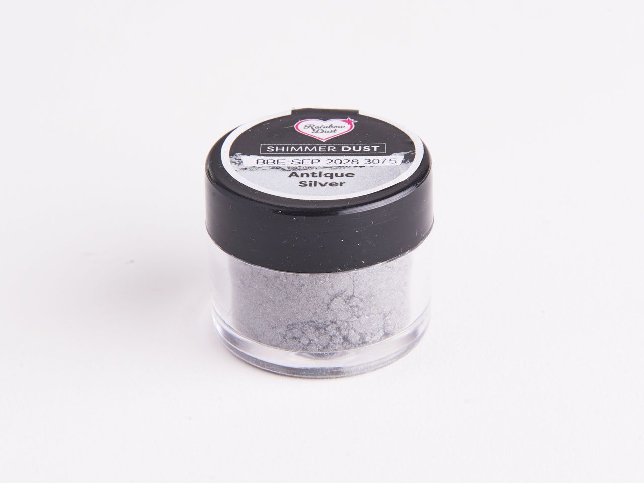 Rainbow Dust: Lebensmittelfarbpulver metallic Antique Silver 3g