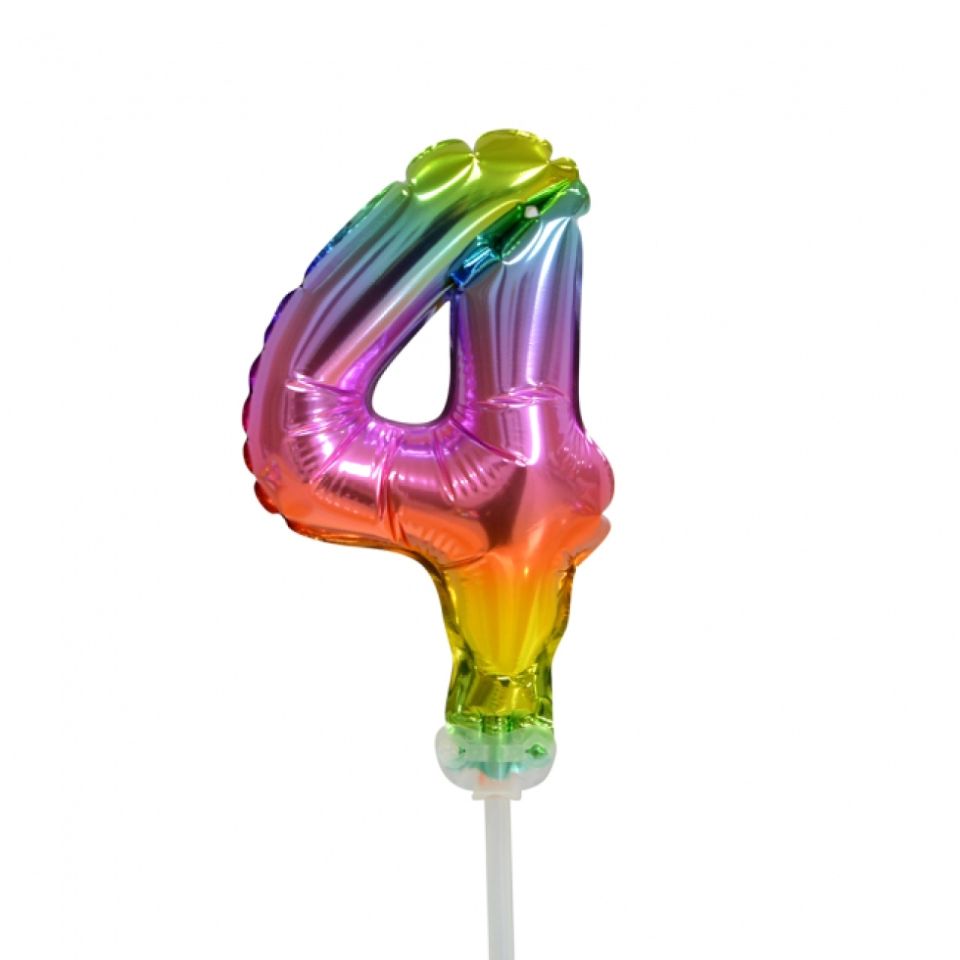 Ballon-Topper Zahl 4 Regenbogen