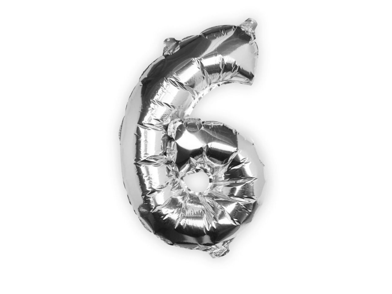 Folienballon Zahl 6, Silber, 40 cm